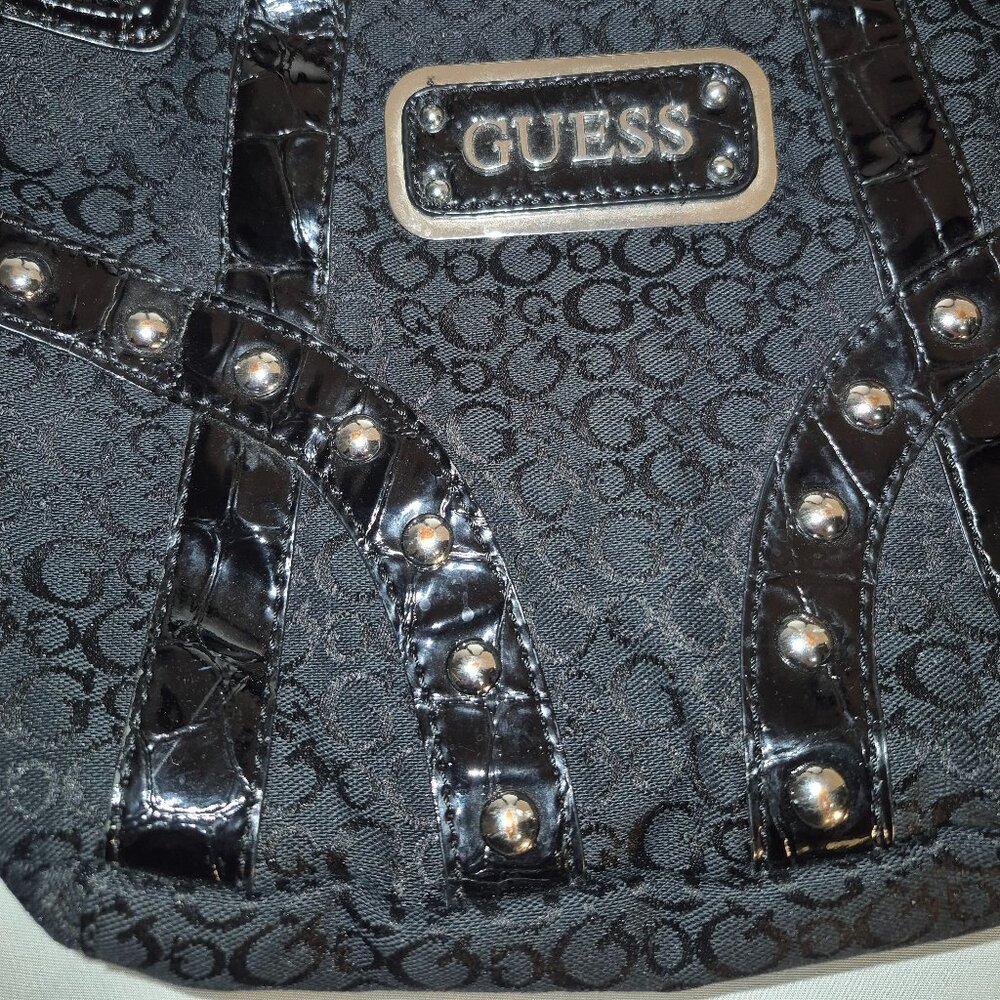 GUESS VINTAGE studded shoulder bag, Black and silver, 13X20 - Picture 10 of 15